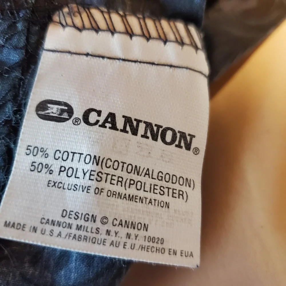 Cannon Navy Blue Scroll Window Valances Set of 3 Made in USA 84x18